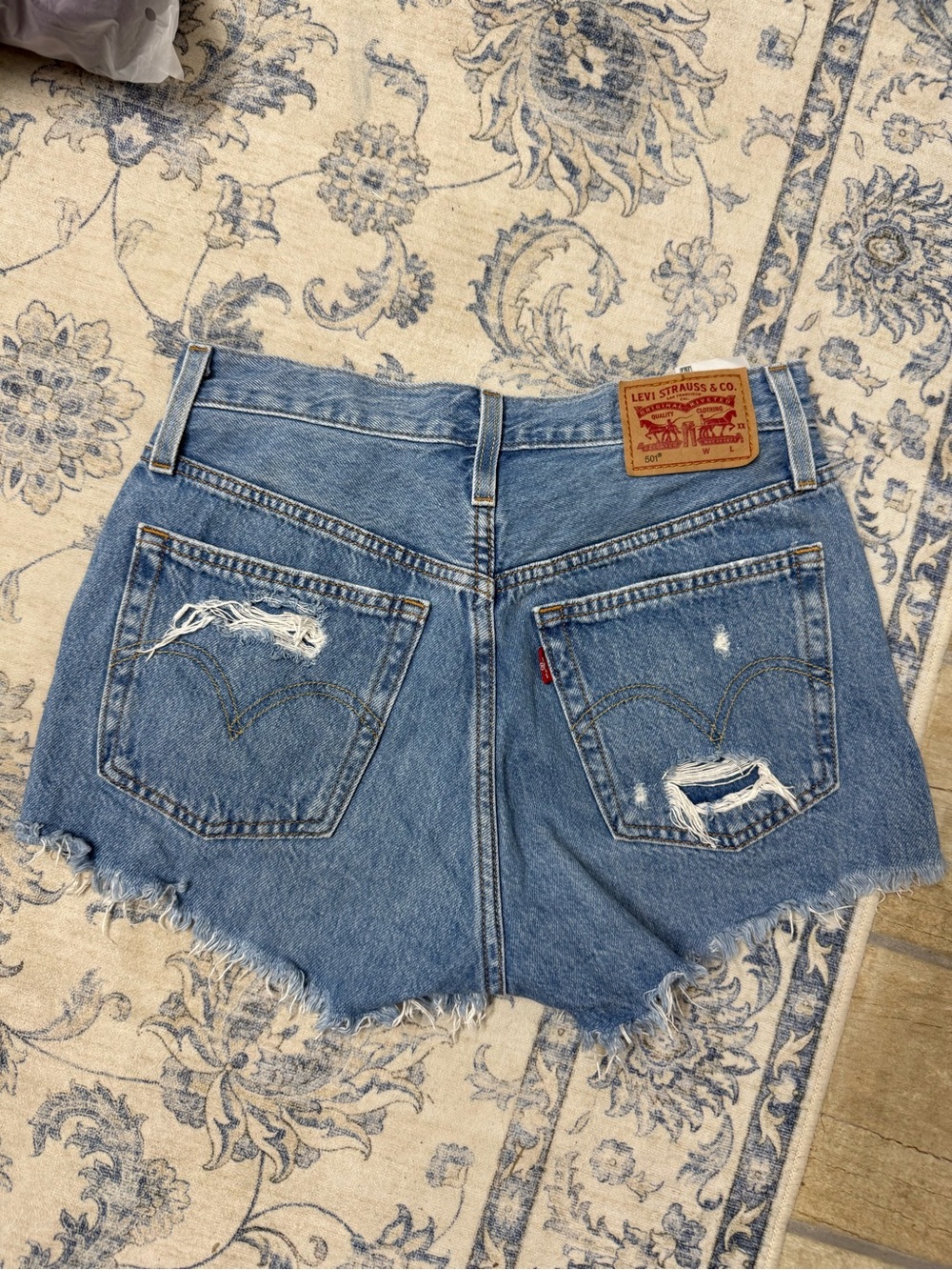 Levi's Light Blue Distressed Denim Cutoff Shorts
